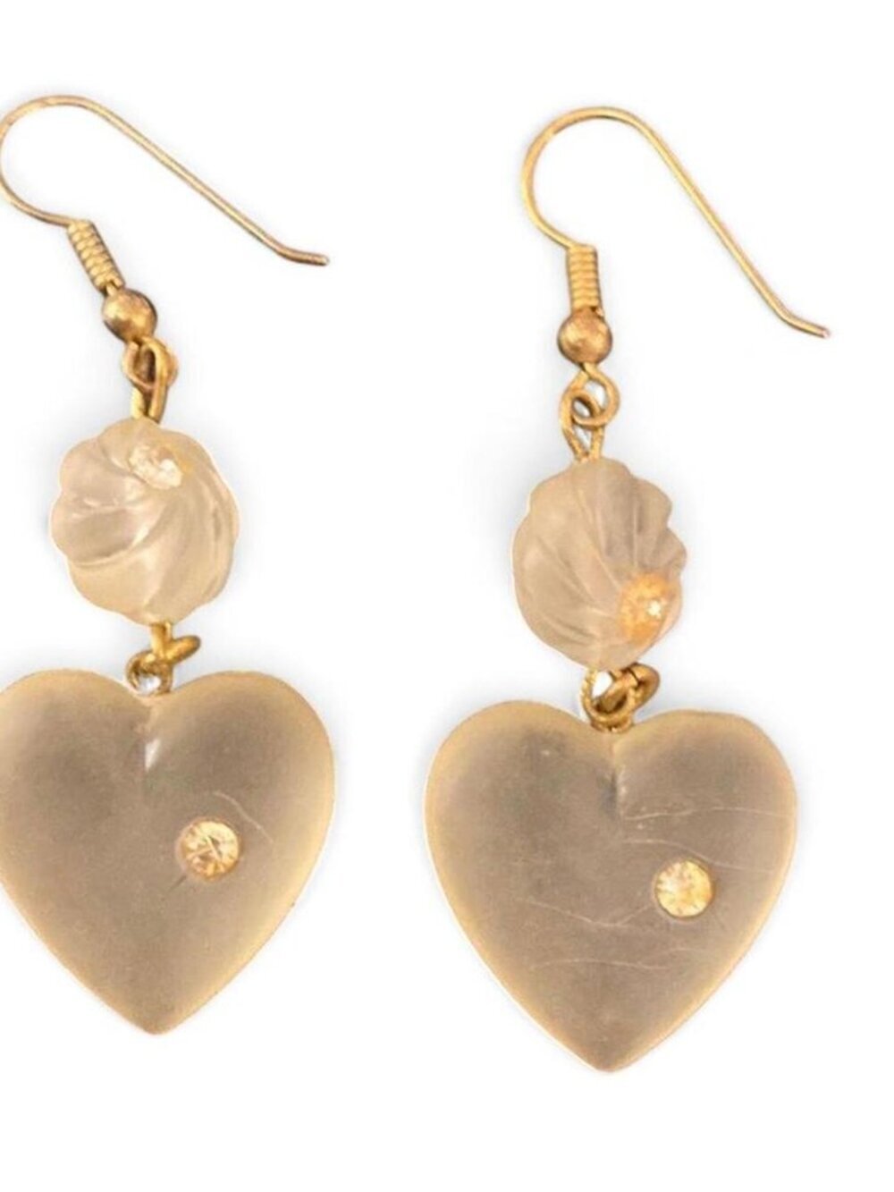Vintage Clear Plastic Heart earrings​